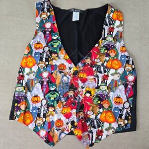 111 Main Halloween Vest Medium Costume Party Quirky Print Character Vest Vintage